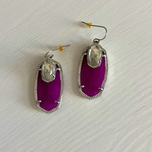 Kendra Scott Emmy Drop Earrings in Purple Jade with a Clear Crystal.